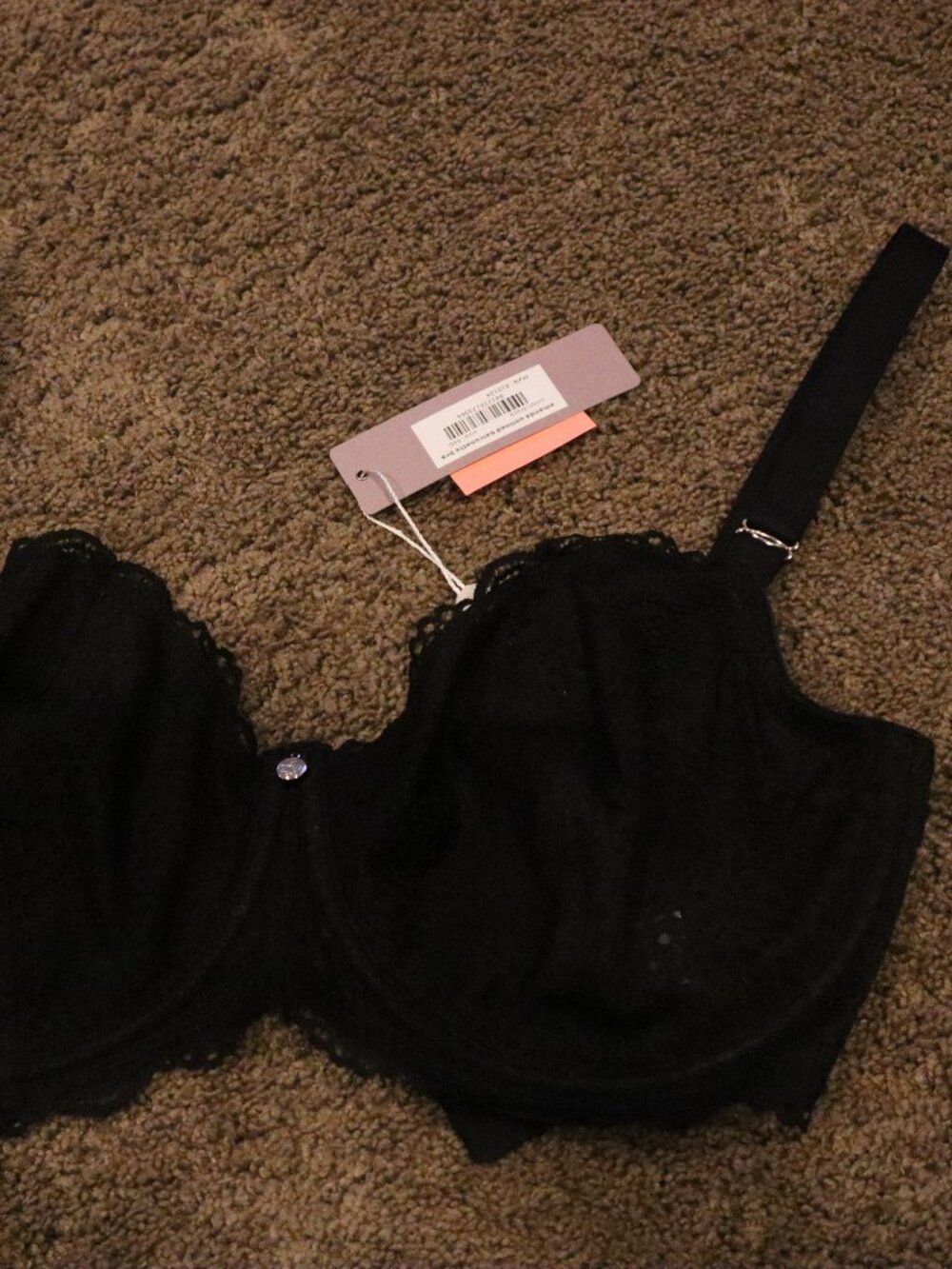 NWT Bare Necessities Amanda Unlined Balconette Black Lace Wire Bra, 34G